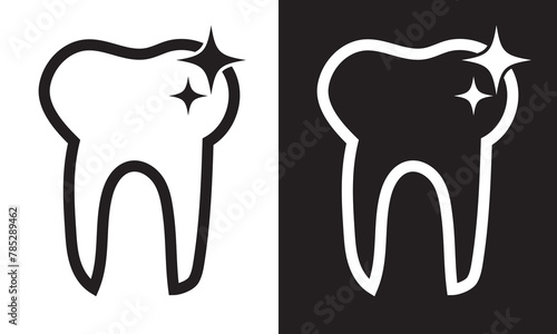 Tooth Icon.   Isolated on white and black background. vector illustration. EPS 10