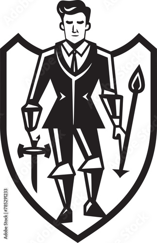 Stoic Defender Vector Design of Footman with Spear