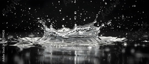 Elegant Water Symphony in Monochrome. Concept Black and White Water Photography, Artistic Reflections, Serene Water Landscapes, Monochrome Water Symphony