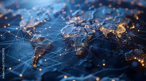 Digital Connectivity: A Minimalist World Map Network. Concept Digital Connectivity, Minimalism, World Map, Network