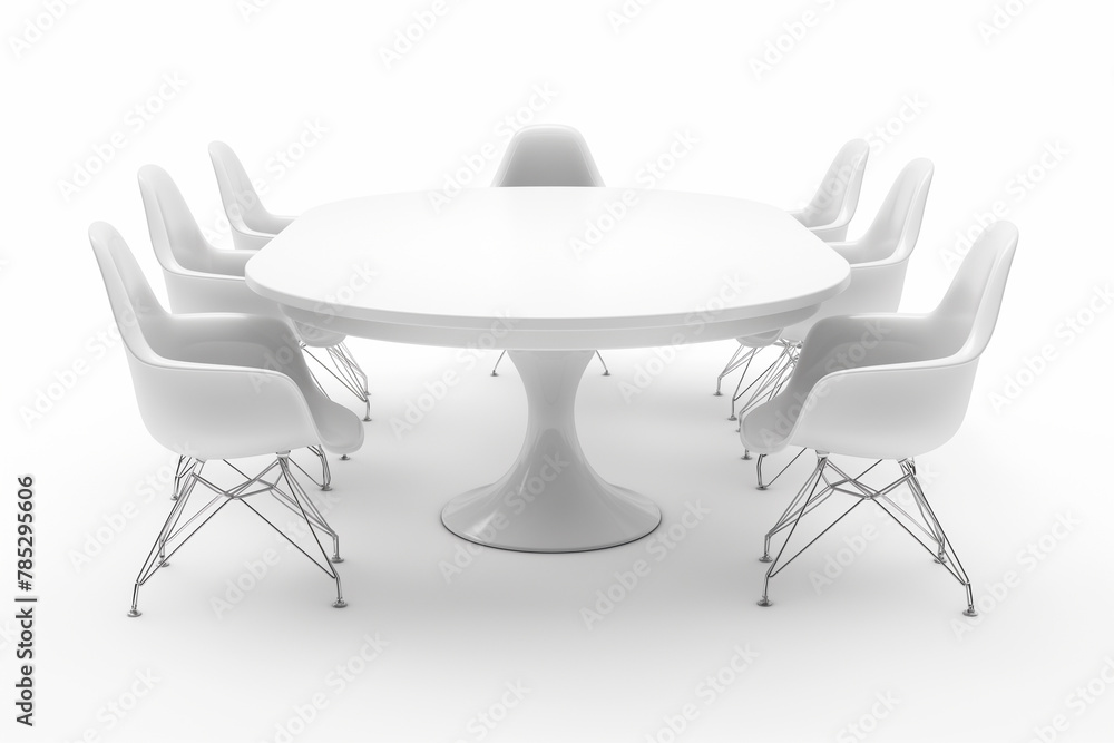 3d rendering of white meeting table and chairs
on a white background 3d rendering of white meeting table and chairs
on a white background