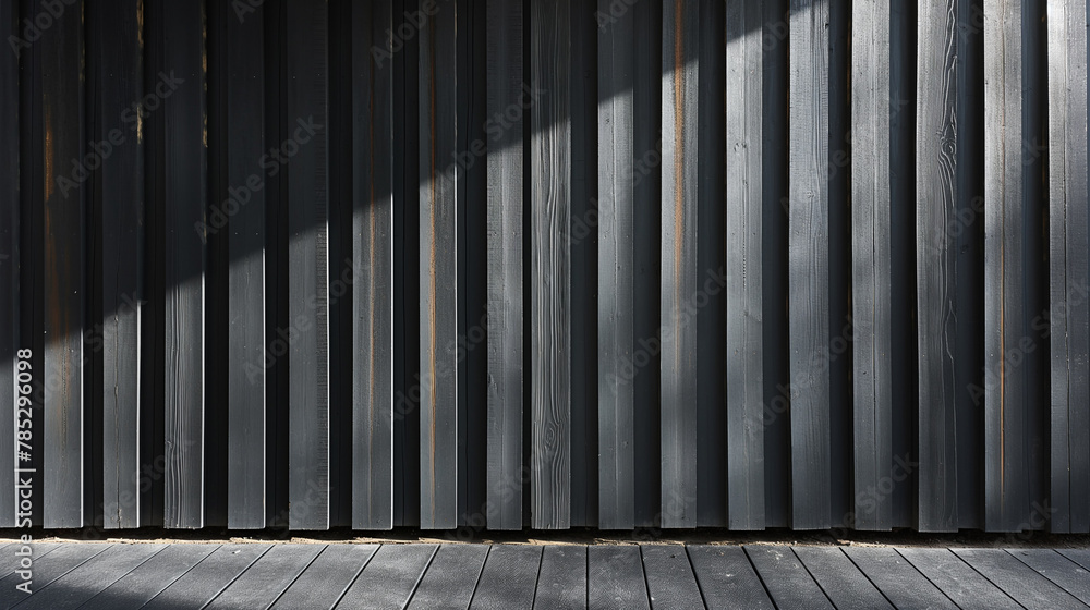 Rustic wooden slats with dramatic shadows