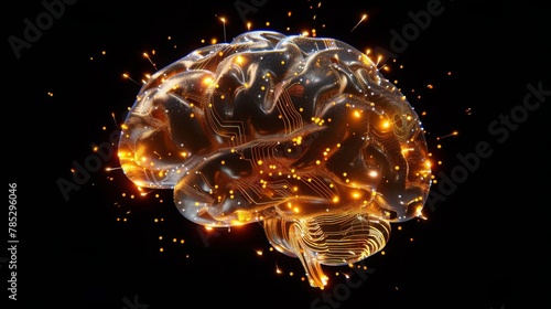 Circuit board in the shape of a brain. photo