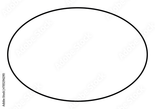ellipse shape symbol, black and white vector outline illustration