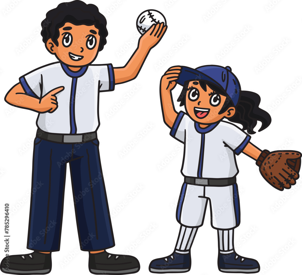 Baseball Girl Player and Parent Cartoon Clipart Baseball Girl Player and Parent Cartoon Clipart