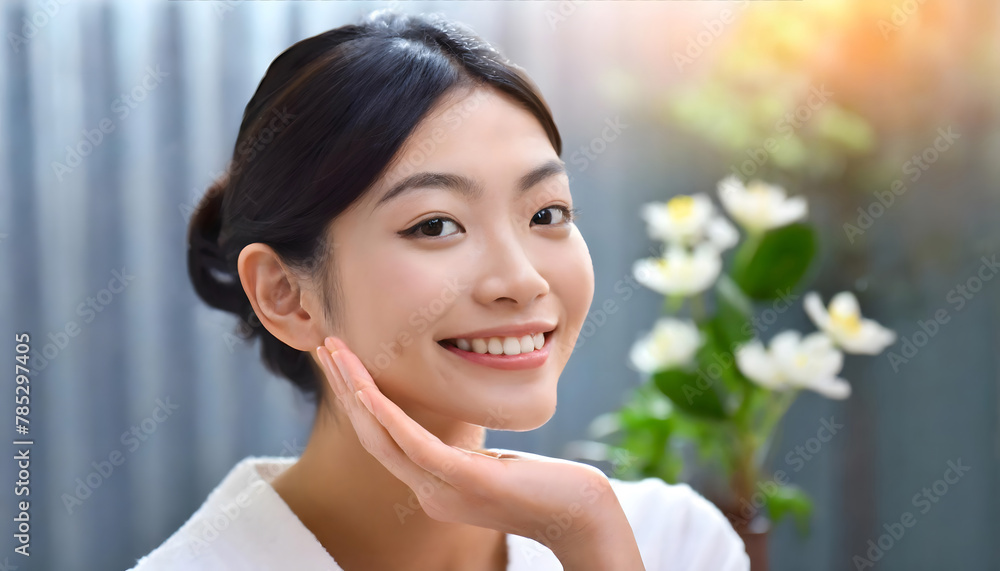 Smiling Woman in a Casual Portrait. Generative AI Smiling Woman in a Casual Portrait. Generative AI