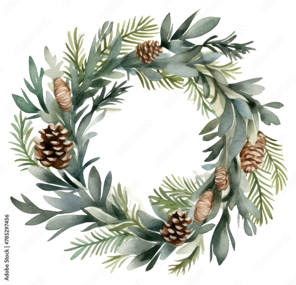 PNG Wreath christmas plant white background PNG Wreath christmas plant white background