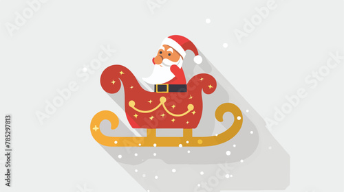 Santas sleigh flat icon with long shadow Flat vector