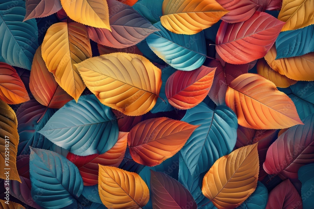 Autumn Colorful Fall Leaves Seamless Background