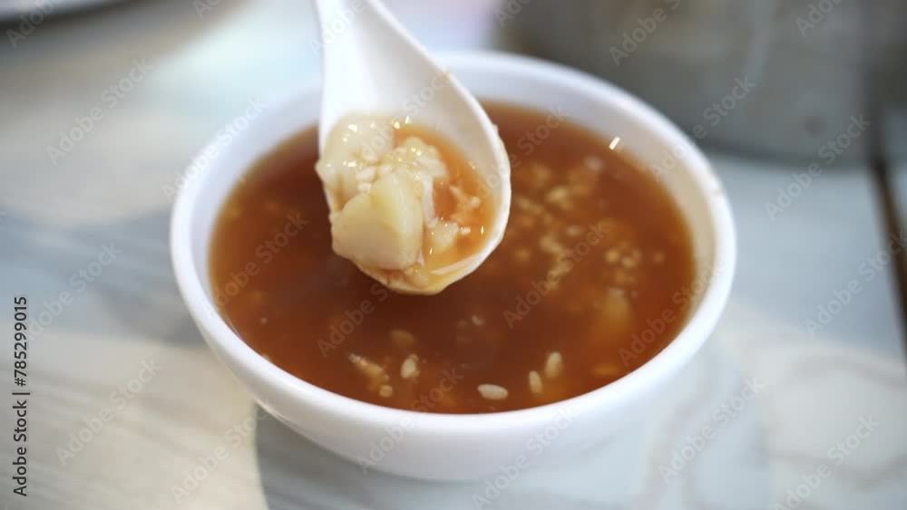 Boiled glutinous rice balls with brown sugar in fermented glutinous rice soup. Sichuan snack. Boiled glutinous rice balls with brown sugar in fermented glutinous rice soup. Sichuan snack.