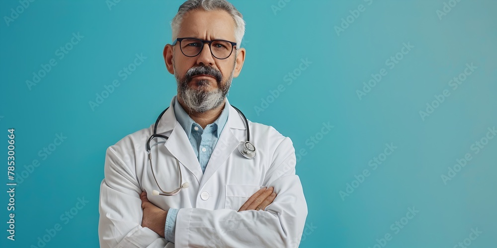 Thoughtful and Burdened Medical Practitioner Sighing with Concern in Studio Setting Thoughtful and Burdened Medical Practitioner Sighing with Concern in Studio Setting