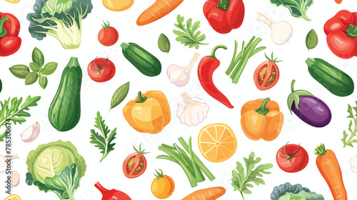 Seamless horizontal background of vegetables. vector