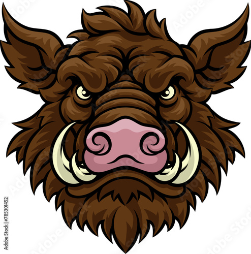 A wild boar hog razorback warthog sports mascot cartoon pig character