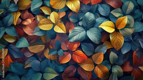 Colorful Autumn Leaves Seamless Pattern Background