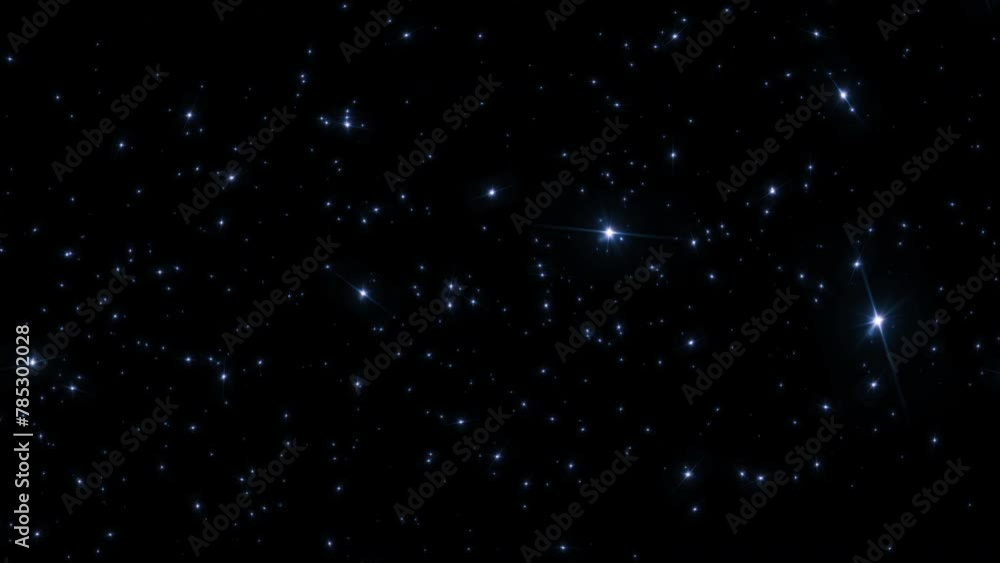 Loop glow blue stars particles falling down animation on black abstract ...