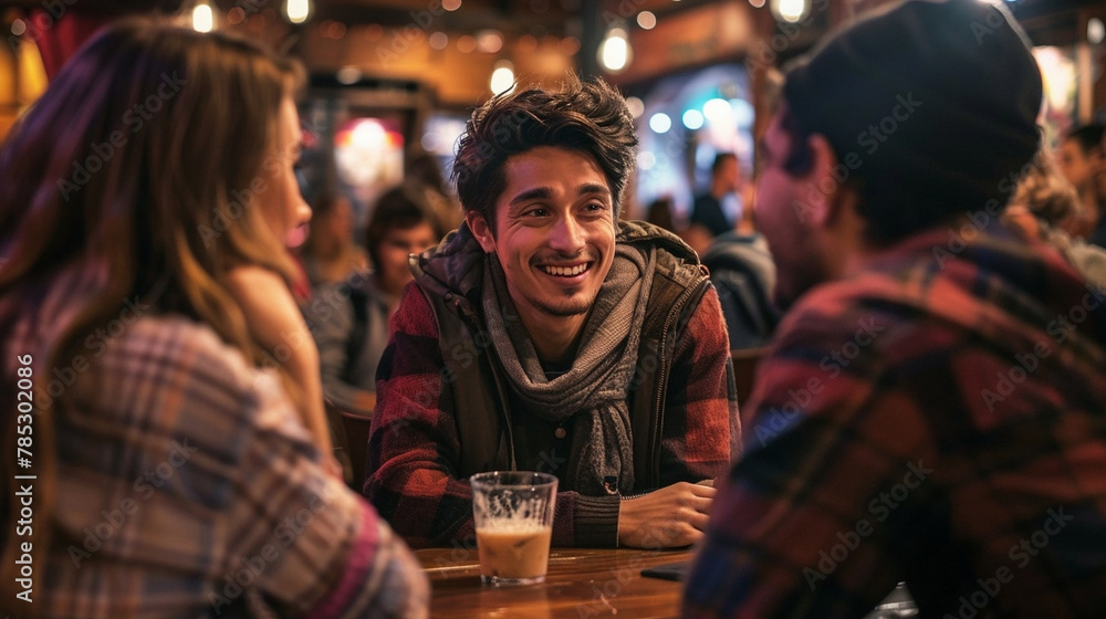 Hanging out at a bar with friends