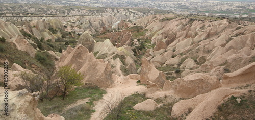 red valley in ortahisar, Turkey. Geological formation. 