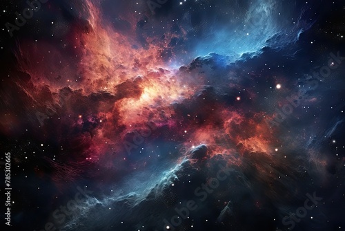 Colorful Nebula with Stars and Planets. Abstract Space Illustration background #785302665
