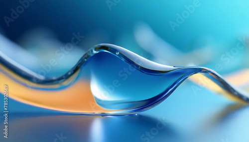 Abstract liquid glass shape with colorful reflections. Ribbon of curved water with glossy color wavy fluid motion. Chromatic dispersion flying and thin film spectral effect. (ID: 785302669)