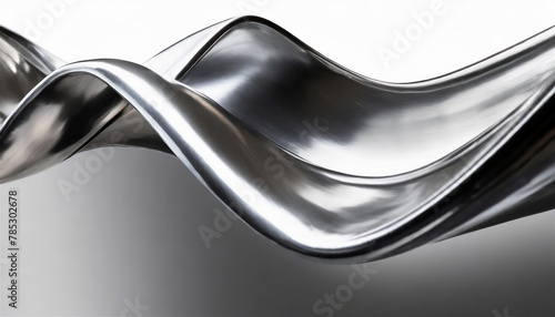 Abstract fluid metal bent form. Metallic shiny curved wave in motion. Design element steel texture effect. (ID: 785302678)