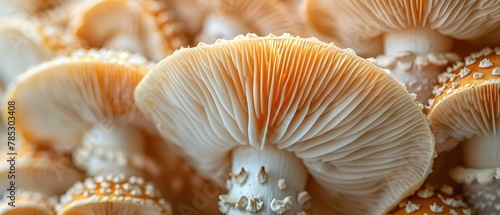 Mushroom Gills Symphony: Nature's Minimalist Pattern. Concept Nature's beauty can be found in the mesmerizing pattern of mushroom gills,