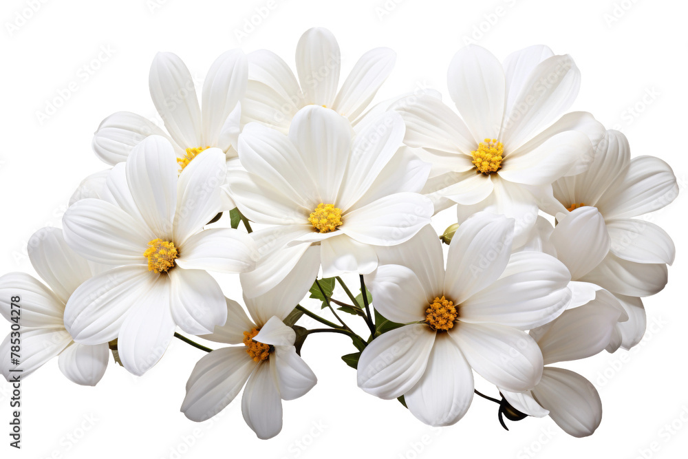 Fototapeta premium Ethereal White Blossoms Dance on Pure White Canvas. On a White or Clear Surface PNG Transparent Background.