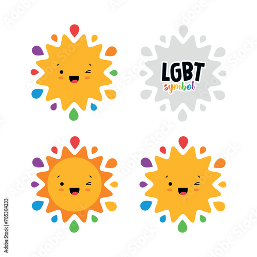 Rainbow sun like community symbol of Pride Month. LGBTQI+ flat vector illustrations for fabric print and other (ID: 785304233)