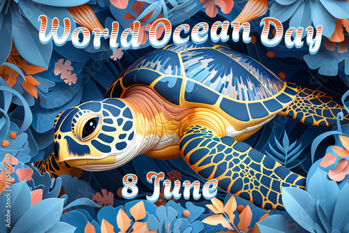 a poster for the ocean world day of the ocean. Generative AI