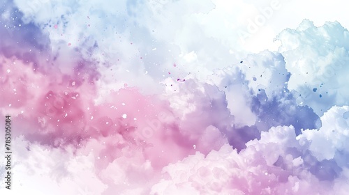 Colorful Cloudscape Gradient with Fluffy Smoke Effect in Sky Space. Abstract Watercolor Painting Background