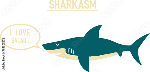 sharkasm illustration for tshirt printing 