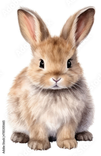 PNG Cute rabbit  bunny animal, watercolor illustration. © Rawpixel.com