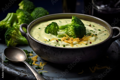 Broccoli and Cheese Soup, Creamy and comforting soup with tender broccoli and melted cheese