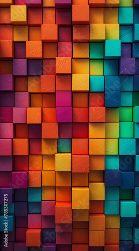 Different color wooden cubes pattern.