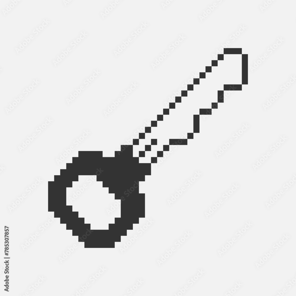 Fototapeta premium black and white simple flat 1bit vector pixel art icon of modern door key. password login security