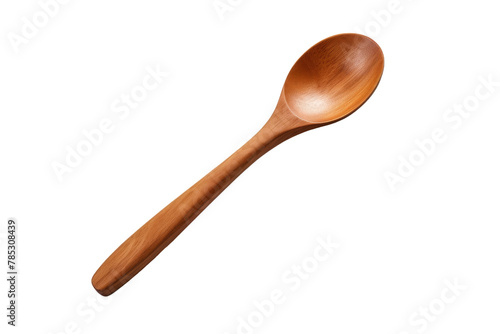 Solitary Beauty: A Delicate Wooden Spoon on a Blank Canvas. On a White or Clear Surface PNG Transparent Background.