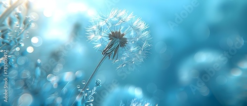 Serene Dandelion Whispers in Blue Hues. Concept Nature  Flowers  Photography  Serenity  Blue Hues