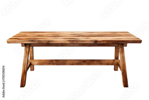 Solitude: A Wooden Table in Pure Innocence. On a White or Clear Surface PNG Transparent Background.