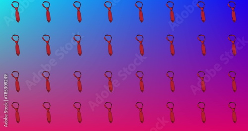 Image of red neckties repeated on blue and pink background