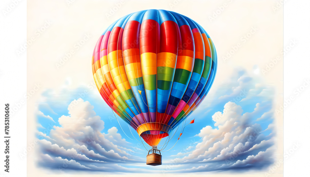 Naklejka premium A colorful hot air balloon floating gently in the sky