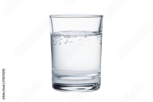The Crystal Elixir: A Glass Filled With Pure Water. On a White or Clear Surface PNG Transparent Background.