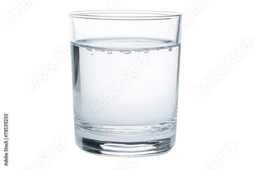 Ethereal Elixir: A Glass of Water Sparkling on White. On a White or Clear Surface PNG Transparent Background.