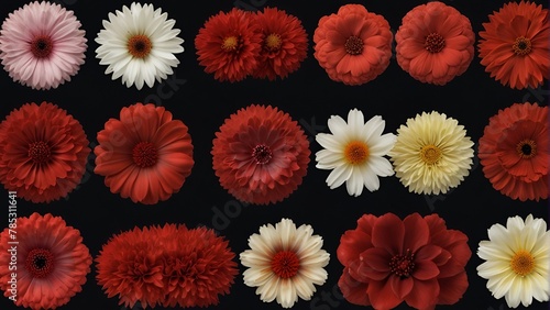 A vibrant bouquet of red and white chrysanthemums, daisy-like flowers in the aster family photo