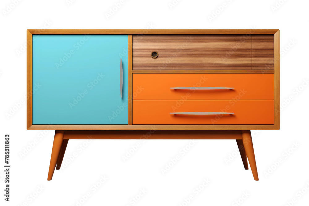 Vibrant Sunrise: An Orange, Blue, and Yellow Cabinet. On a White or Clear Surface PNG Transparent Background. Vibrant Sunrise: An Orange, Blue, and Yellow Cabinet. On a White or Clear Surface PNG Transparent Background.