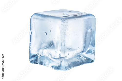Glistening Ice Cube: A Refreshing Summer Mirage. On a White or Clear Surface PNG Transparent Background.