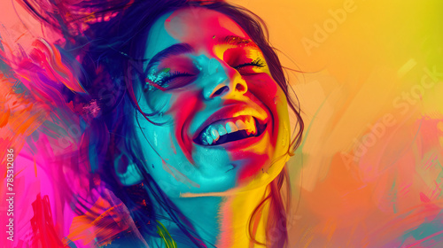 Colorful portrait of a girl sreaming
