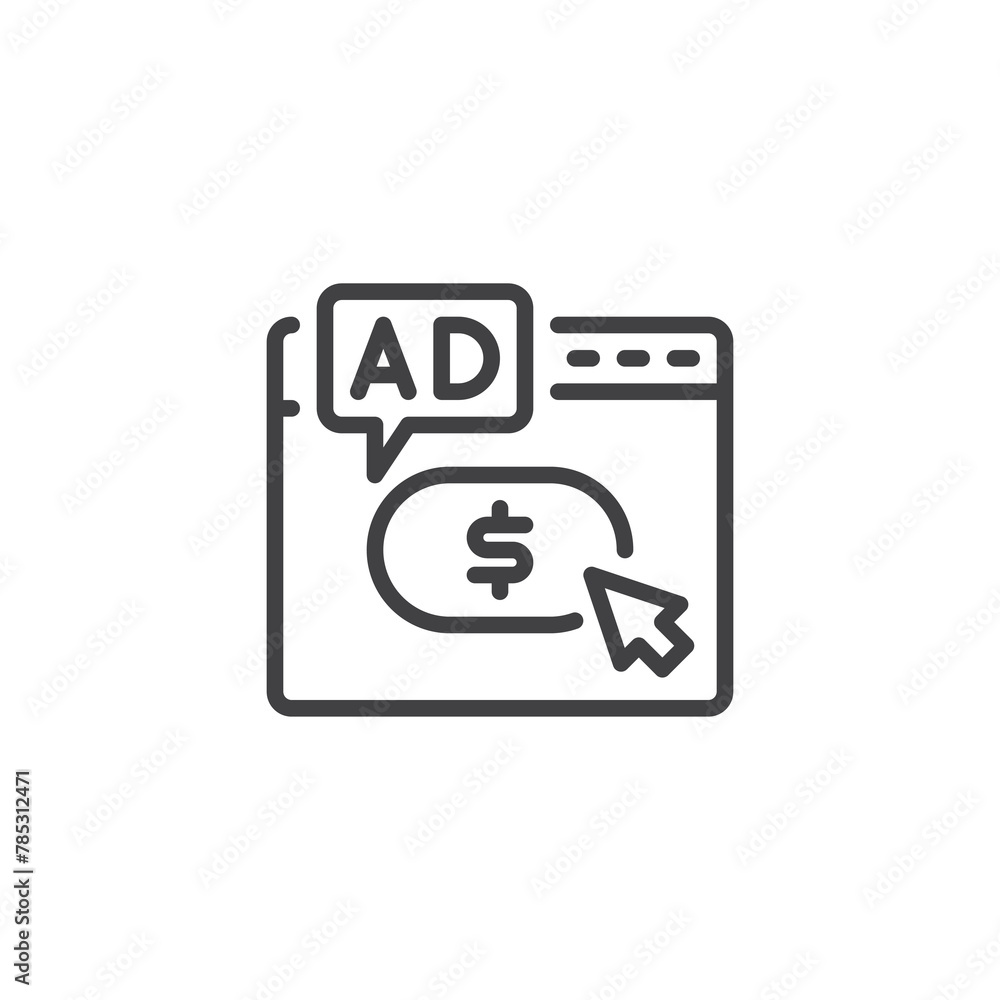 Pay-Per-Click Advertising line icon Pay-Per-Click Advertising line icon