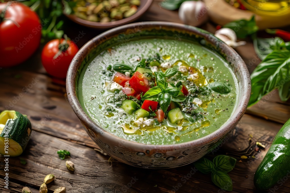 Traditional Gazpacho Dish with Seasonal Fresh Produce