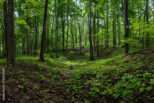 Leafy Sanctuary: Wide Angle of Forest with Fern Understory
