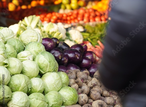 photograph of fresh vegetables in market