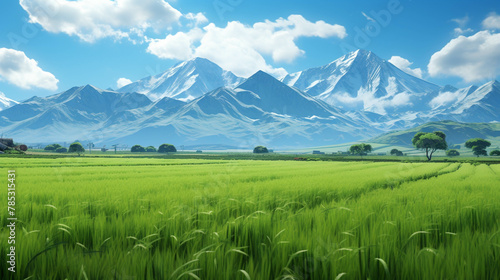 landscape with green grass and sky high definition(hd) photographic creative image